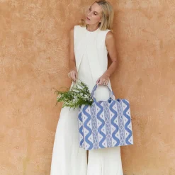 Hot Mrs. Alice Tote Bag (Blue Ikat)