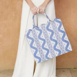 Hot Mrs. Alice Tote Bag (Blue Ikat)