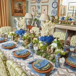 Hot Mrs. Alice Mushroom Blue Linen Napkins (Set Of 4)