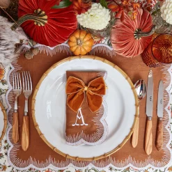 New Mrs. Alice Mustard Velvet Napkin Bows (Set Of 4)
