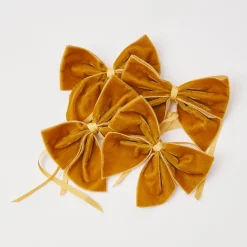 New Mrs. Alice Mustard Velvet Napkin Bows (Set Of 4)