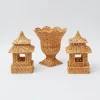 Mrs. Alice Natural Rattan Pagoda & Urn Vase Set