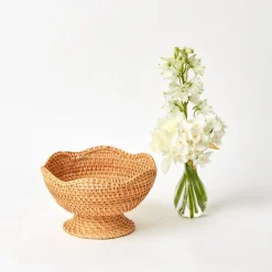 Outlet Mrs. Alice Natural Rattan Scalloped Bowl (Small)
