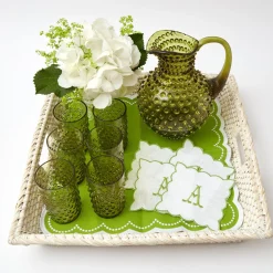 Clearance Mrs. Alice Olive Green Hobnail Jug & Glasses (Set Of 6)