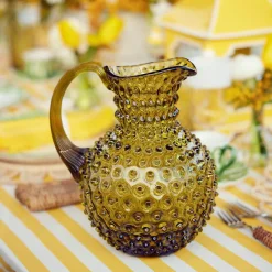 Sale Mrs. Alice Olive Green Hobnail Jug & Glasses (Set Of 6)