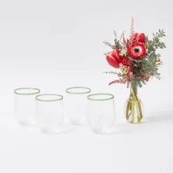 Clearance Mrs. Alice Olive Rim Swirl Glassware Set