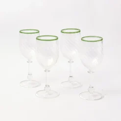 Hot Mrs. Alice Olive Rim Swirl Wine Glasses (Set Of 4)