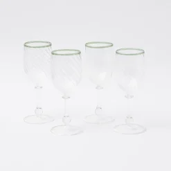 Hot Mrs. Alice Olive Rim Swirl Wine Glasses (Set Of 4)