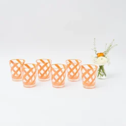 Clearance Mrs. Alice Orange Swirl Outdoor Glasses (Set Of 6)