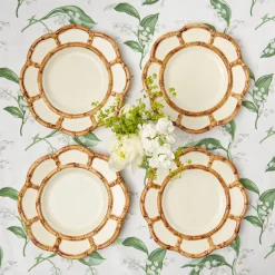 Clearance Mrs. Alice Petal Bamboo Ceramic Dinner & Starter Plates (Set Of 8)