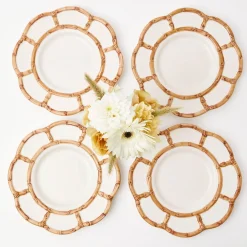 Mrs. Alice Petal Bamboo Ceramic Dinner & Starter Plates (Set Of 8)