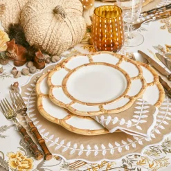 Mrs. Alice Petal Bamboo Ceramic Dinner & Starter Plates (Set Of 8)