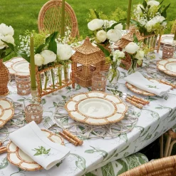 Mrs. Alice Petal Bamboo Ceramic Dinner & Starter Plates (Set Of 8)
