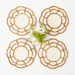 Sale Mrs. Alice Petal Bamboo Ceramic Dinner & Starter Plates (Set Of 8)
