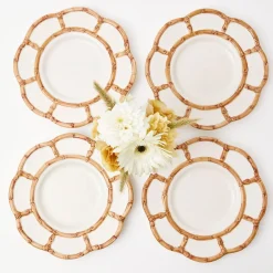 Clearance Mrs. Alice Petal Bamboo Ceramic Dinner Plate (Set Of 4)