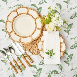 Clearance Mrs. Alice Petal Bamboo Ceramic Dinner Plate (Set Of 4)