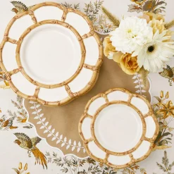 Outlet Mrs. Alice Petal Bamboo Ceramic Dinner & Starter Plates (Set Of 8)
