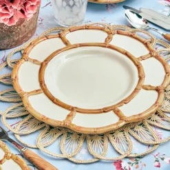 Outlet Mrs. Alice Petal Bamboo Ceramic Dinner & Starter Plates (Set Of 8)