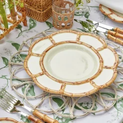 Outlet Mrs. Alice Petal Bamboo Ceramic Dinner & Starter Plates (Set Of 8)