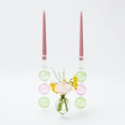 Best Mrs. Alice Pink & Green Camille Candle Holder (Pair)