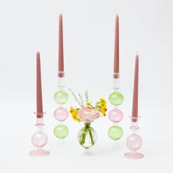 Best Mrs. Alice Pink & Green Camille Candle Set (Pink Candles)