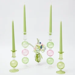 Discount Mrs. Alice Pink & Green Camille Candle Set (Green Candles)