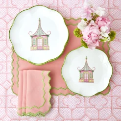 Best Mrs. Alice Pink & Green Pagoda Dinner Plate (Set Of 4)