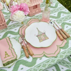 Mrs. Alice Pink & Green Pagoda Dinner & Starter Plates (Set Of 8)