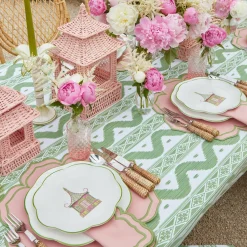 Best Mrs. Alice Pink & Green Pagoda Dinner & Starter Plates (Set Of 8)