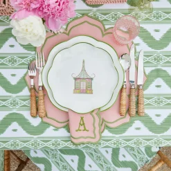 Best Mrs. Alice Pink & Green Pagoda Dinner & Starter Plates (Set Of 8)