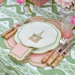 Best Mrs. Alice Pink & Green Pagoda Dinner & Starter Plates (Set Of 8)