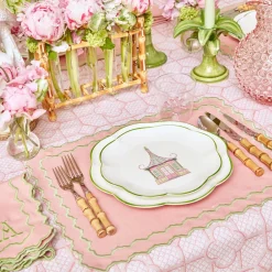 Outlet Mrs. Alice Pink & Green Pagoda Dinner Plate