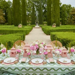 Outlet Mrs. Alice Pink & Green Pagoda Dinner Plate