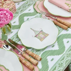 Discount Mrs. Alice Pink & Green Pagoda Dinner & Starter Plates (Set Of 8)