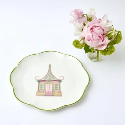 New Mrs. Alice Pink & Green Pagoda Dinner Plate (Set Of 4)