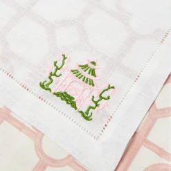 Clearance Mrs. Alice Pink & Green Pagoda Napkins (Set Of 4)