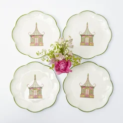 Discount Mrs. Alice Pink & Green Pagoda Starter Plate (Set Of 4)