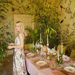 Sale Mrs. Alice Pink Bamboo Trellis Tablecloth