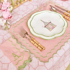 Sale Mrs. Alice Pink Bamboo Trellis Tablecloth