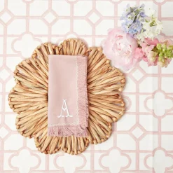 Clearance Mrs. Alice Pink Bamboo, Water Hyacinth & Pink Fringe Linen Set