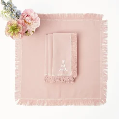 Clearance Mrs. Alice Pink Bamboo, Water Hyacinth & Pink Fringe Linen Set