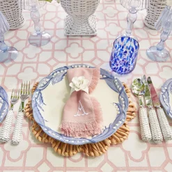 Clearance Mrs. Alice Pink Bamboo, Water Hyacinth & Pink Fringe Linen Set