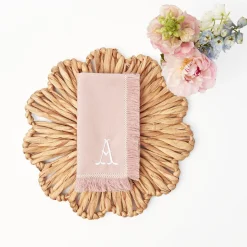 Clearance Mrs. Alice Pink Bamboo, Water Hyacinth & Pink Fringe Linen Set