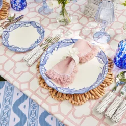 Clearance Mrs. Alice Pink Bamboo, Water Hyacinth & Pink Fringe Linen Set