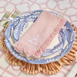 Clearance Mrs. Alice Pink Bamboo, Water Hyacinth & Pink Fringe Linen Set