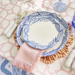 Clearance Mrs. Alice Pink Bamboo, Water Hyacinth & Pink Fringe Linen Set