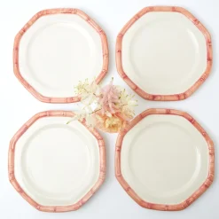 Sale Mrs. Alice Pink Geometric Bamboo Dinner Plate (Set Of 4)