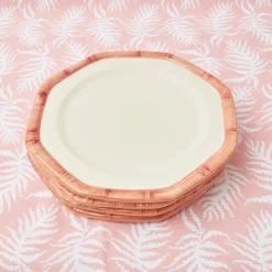 Sale Mrs. Alice Pink Geometric Bamboo Dinner Plate (Set Of 4)