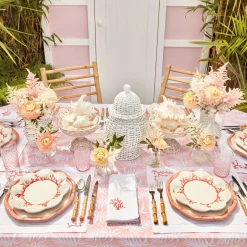 Sale Mrs. Alice Pink Geometric Bamboo Dinner Plate (Set Of 4)