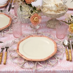 Clearance Mrs. Alice Pink Geometric Bamboo Dinner Plate